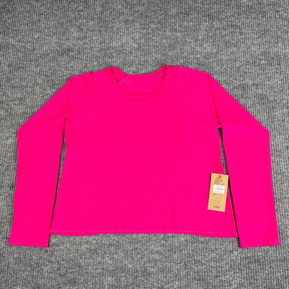 Dona Jo Top Womens M Hot Pink Calla Long Sleeve Workout Shirt Fitness UPFUVB 50+